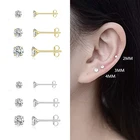 Gold Stud 3Pcs Set ROXI S925 Sliver Jewelry Gold Silver Zircon Stud Earrings