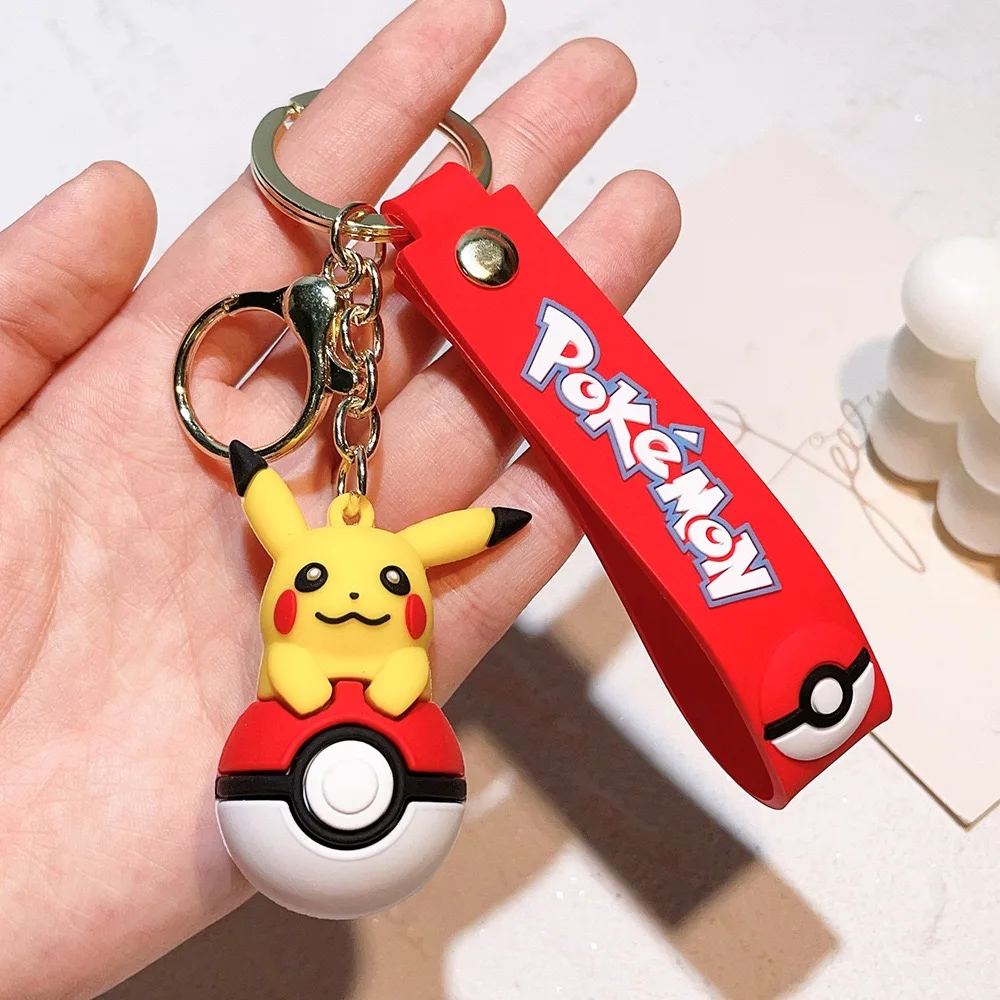 2024 New Pokeball Pokemoned Cartoon Keychains Squirtle Charmander Psyduck Eevee Keychains   for Business Promotion Kids Gift