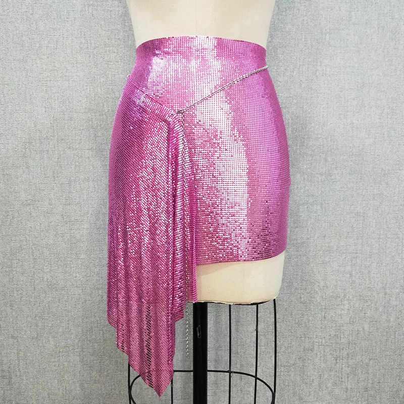 pink metallic tube skirt