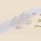 925 Silver Silver 925 Sterling Silver Zircon Butterfly Star Flower Stud Earring For Women