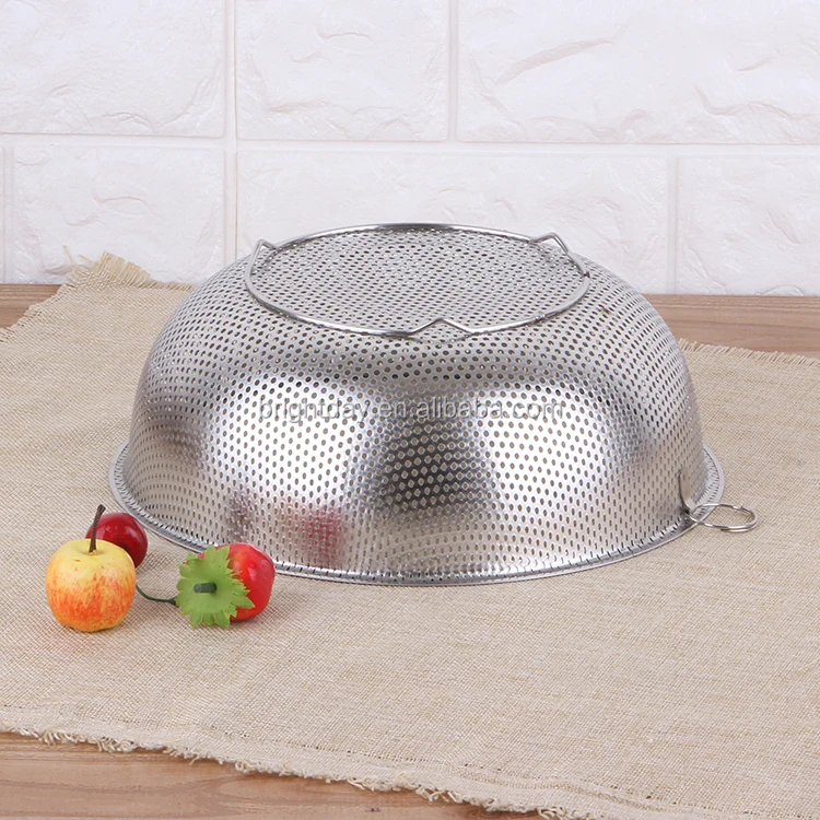 Factory Prices High Quality Kitchen Strainer Rice Noodle Colander Stainless Steel Mesh Colander_4