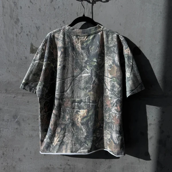 Summer Custom Organic Cotton Camo Camouflage Round Neck Boxy Fit Short Sleeve Tees Graphic t Shirt Men factory