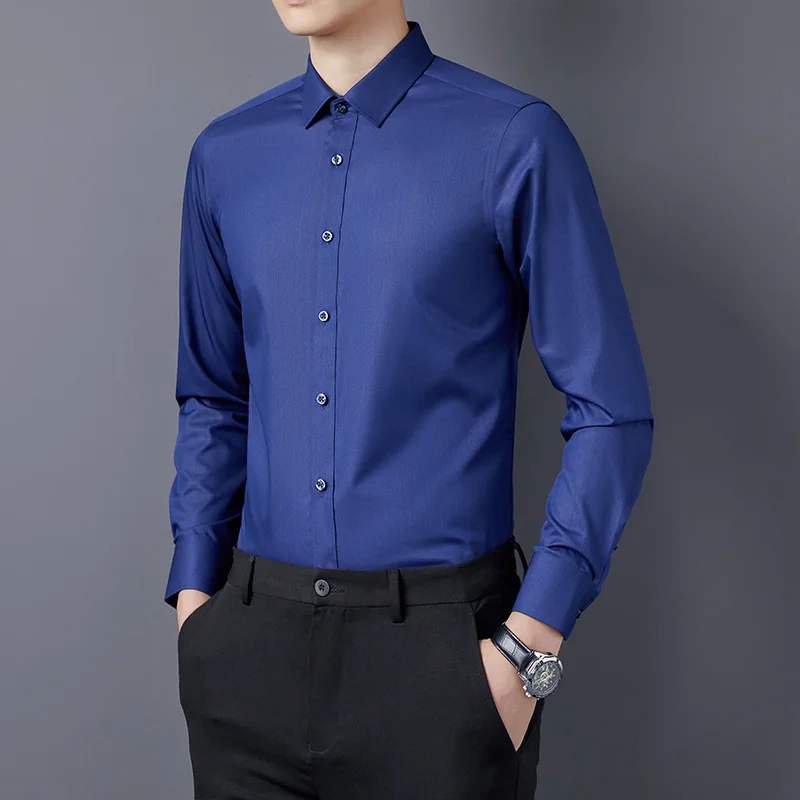 Wholesale Custom Fashion Style Slim Fit Bamboo Fiber Business Shirts Casual Long Sleeve Male Office Formal Shirts