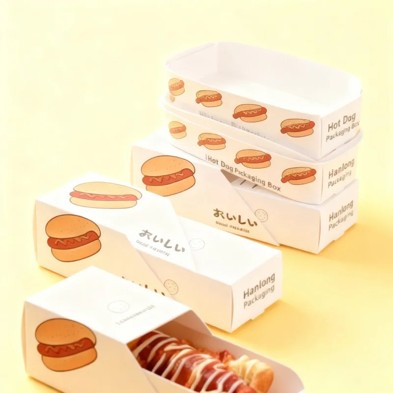 product recyclable rectangular shape coated hot dog break box delicious cookie pastry box-3