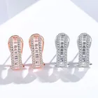 Earring Silver Hoop Earring In Sterling Silver And CZ Stone Office Wear Simple Skin Friendly 925 Sterling Silver CC Earring