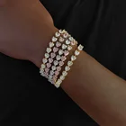 Heart Trendy Iced Out Diamond Bracelets Bling Pink Zircon Heart Tennis Chain Bracelet