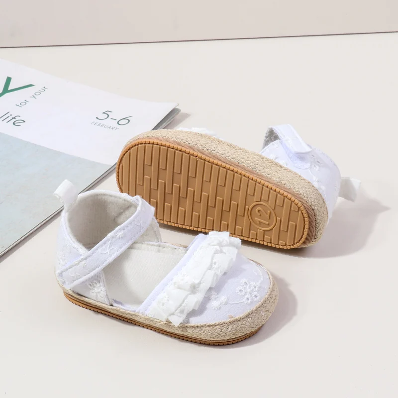 Newly Arrived Baby Girl Toddler Shoes with Non-Slip Soft Rubber Sole Lace Decoration Flat Breathable Solid Pattern Summer Spring details
