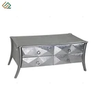Table With Luxurious Antique Wood 4 Drawer Coffee Table With Silver Leaf