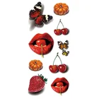 Hot Sale Custom Sexy Lips Strawberry Cherry Butterfly Body Art Waterproof Disposable Tattoo Stickers