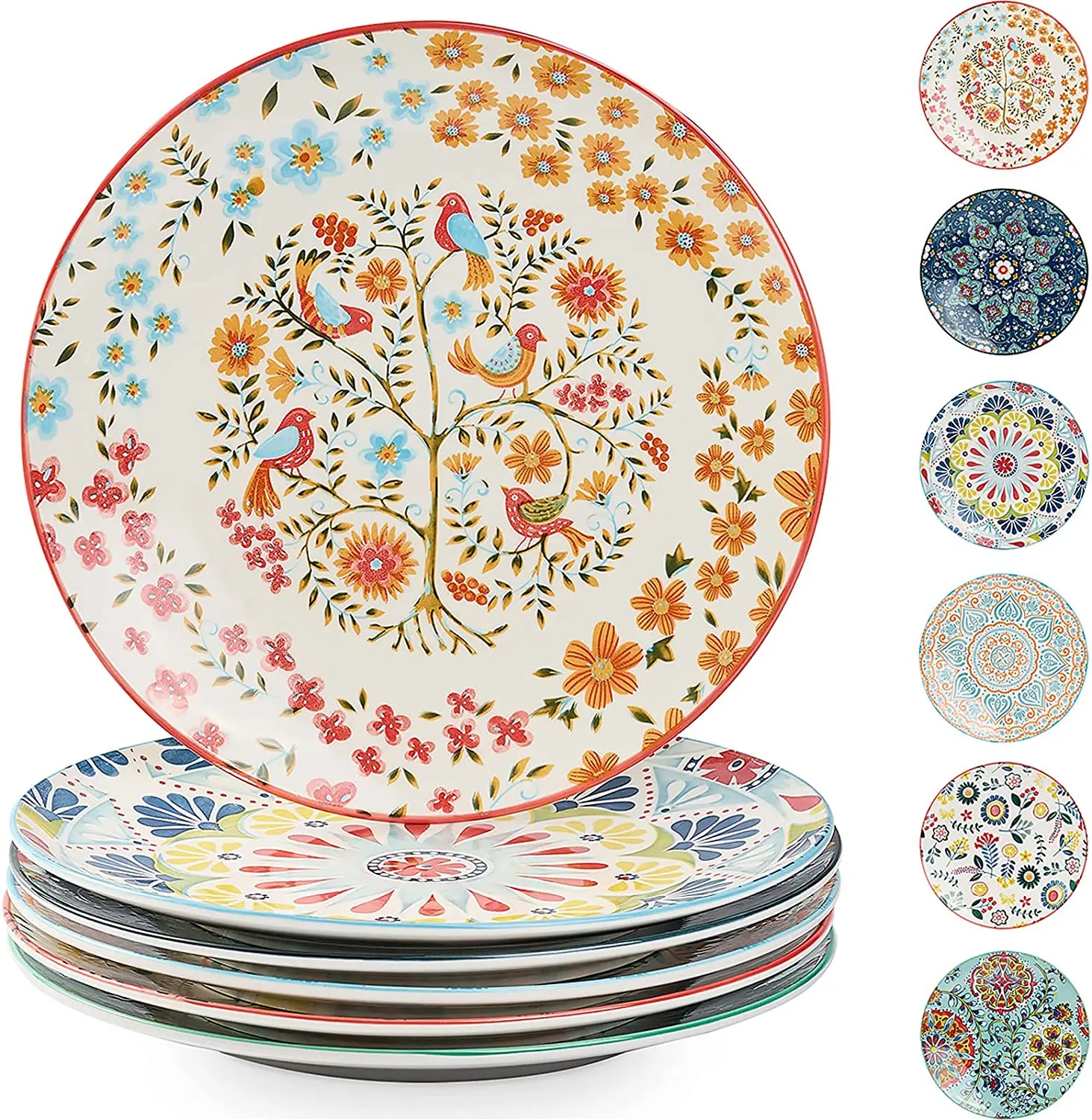 Bohemian Porcelain Dinnerware Set Plates Assorted Patterns Serving Plates Ceramic Dessert Dishes factory