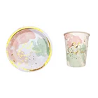 Eid Plates EID Mubarak Decor Party Decoration Gold Stamping Foil Paper Plates And Cup Eid Plate Set