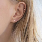 Gold Plated Stud BUREI High Quality Women's Stainless Steel Jewelry Exquisite Gold Plated Cuff Stud Earrings