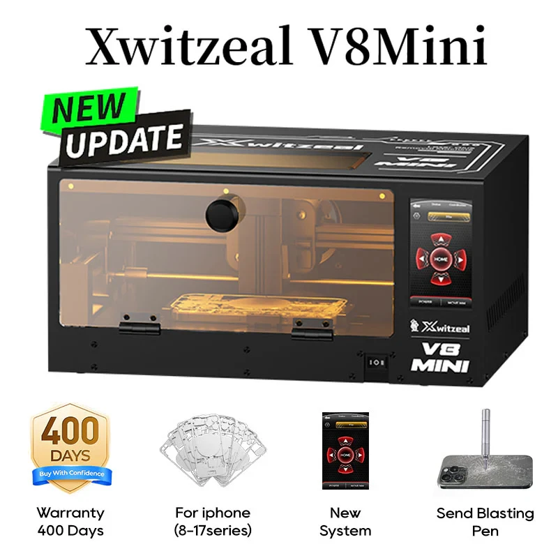 Xwitzeal V8 MINI Phone Back Glass Laser Machine 5W/10W for iPhone 8-17PM Rear Camera Auto Focus Laser Glue Remover Tools