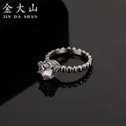 Ring Silver White Stone 1.5 Carat Engagement Ring Stainless Steel Hiphop Silver Plated Micro Insert Gemstone Diamond Ring