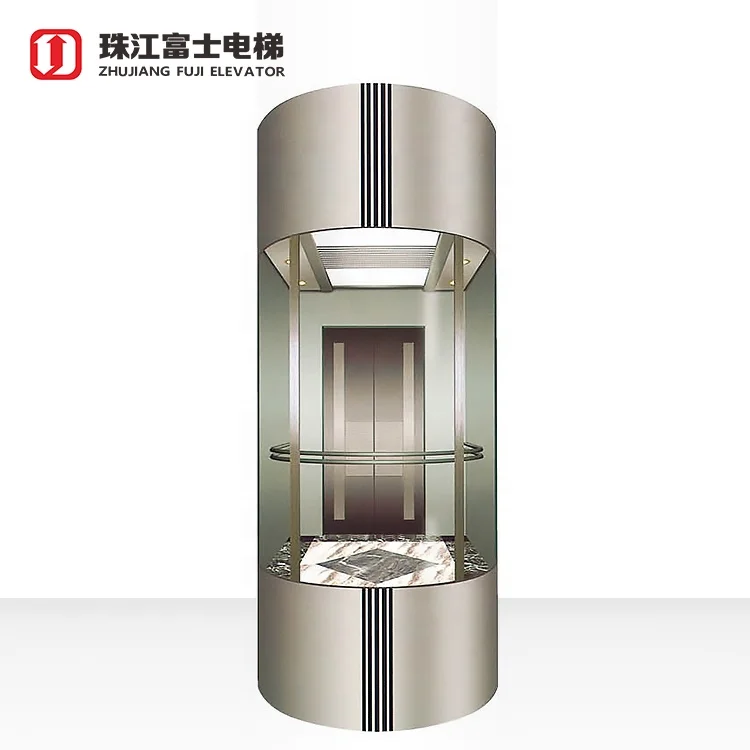 High quanlity vertical elevator 8 Persons MRL Passenger Lift Elevator glass house luxury