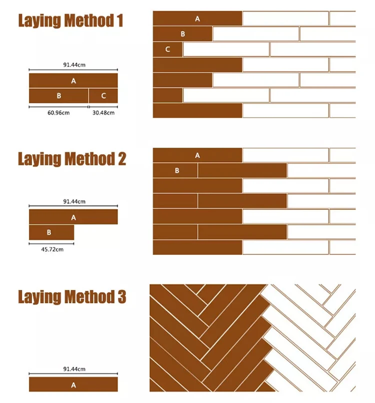 Fireproof Wood Design Vinyl Floor Stickers with 152.4*914.4mm Size for Indoor Use