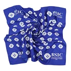 Printed Scarf Luxury Fashion Custom Pattern Screen Printed Women Bank Staff Blue Square Polyester Scarf With Logo