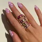Rings Jewelry Ring Cute Korean Rings Jewelry Colorful Stainless Steel Custom Smile Flower Ring