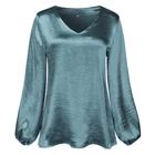 Ladies Blouses Blouse Women New Fashion Ladies Satin Elegant V Neck Long Sleeve Causal Women Shirts Blouses