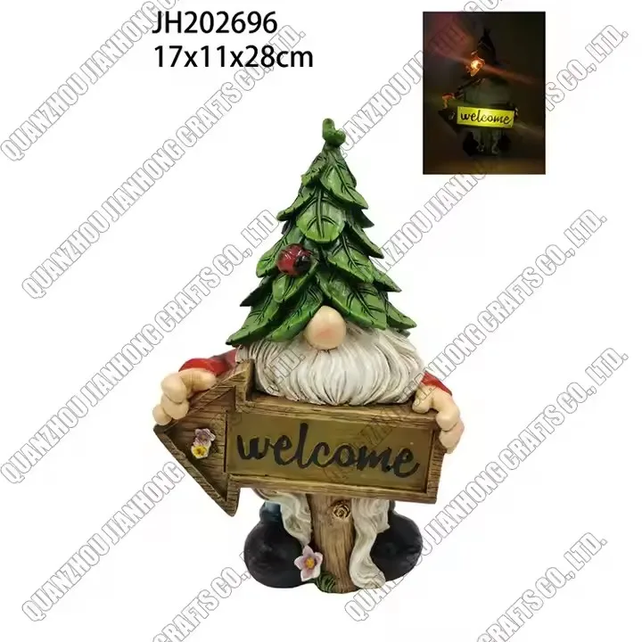 Ornaments Ground Figurine Christmas Resin Garden Dwarf Sculpture Statue Gnomes Solar Light