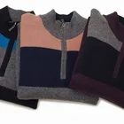 Winter Knitted Pullover Winter Men's Knitted Sweater Inner Mongolia Ordos Cashmere Half High Neck Zipper Casual Pullover