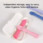 2021 BPA Free Toddlers Feeding Utensils Training Silicone Soft Bamboo Shape Baby Spoon