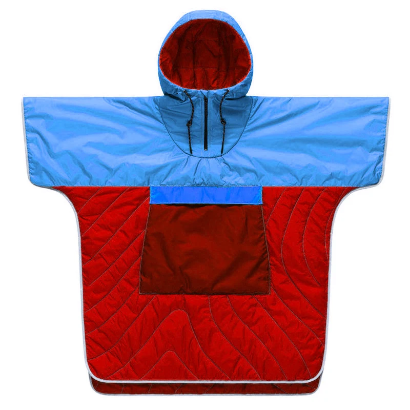 outdoor sherpa poncho puffy warm hoodie poncho down wearable camping blanket