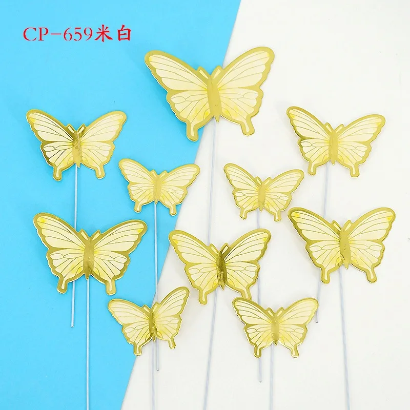 Wholesale mixed size paper butterfly 10pcs set birthday decoration party supplies happy birthday wedding decoration cake toppers