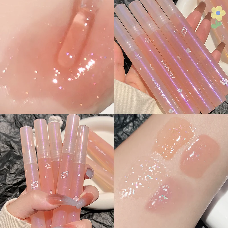 Non-sticky Pink Holographic Lip Plumper Hydrating Lipstick Lip Oil Wholesale Custom Clear Plumping Lipgloss Lip Gloss Liquid