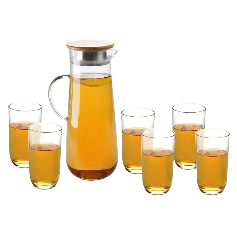 Cheap glass water drinking juice jug set 7 pcs glass pitcher set