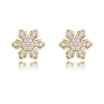 Silver Snowflake Jewelry Set for Women 925 Sterling Silver Stud Earrings AAA Cubic Zirconia Perfect Christmas Gift for Ladies