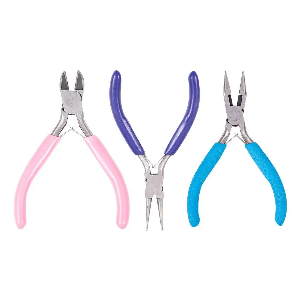 TOOL KIT 5-pc Standard Jewelry Craft PLIERS ~Flat Round Chain Side Nose Cutters 