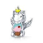 Charm SCC1872 925 Sterling Silver Colorful Cute Dessert Pony Bite Cake Charm For Bracelet Making