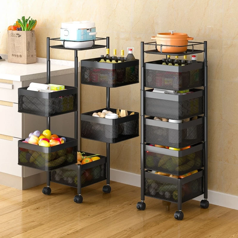 5 layer vegetable organizer stainless steel corner rotating multi layer kitchen shelf storage rack
