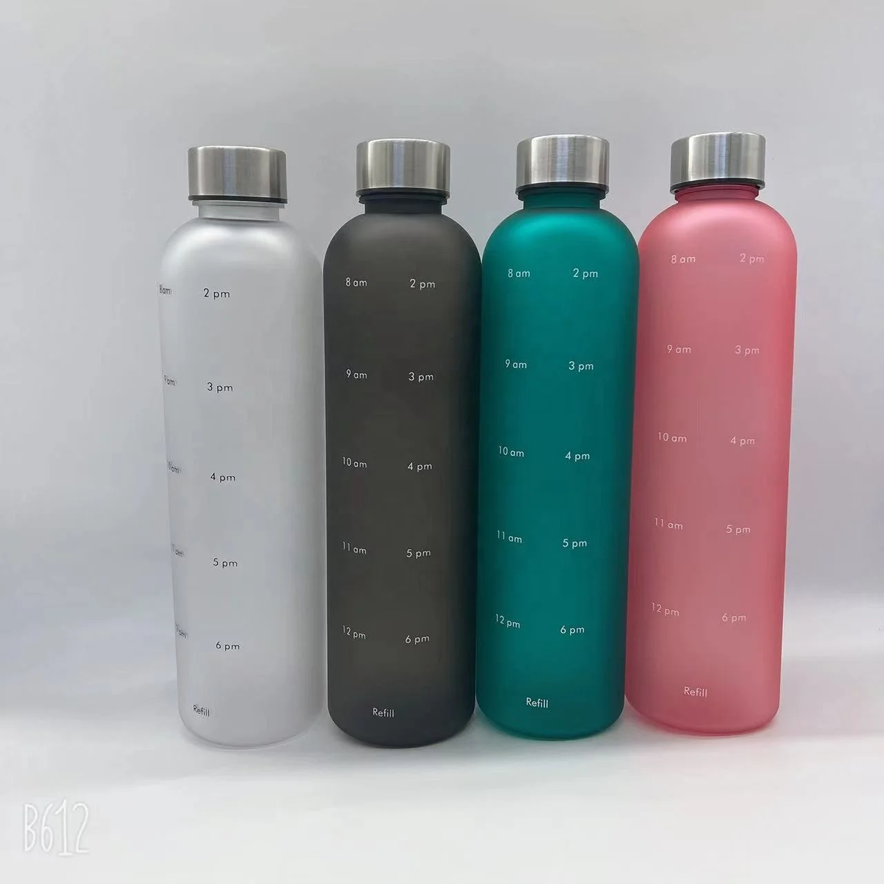 1000ml Custom Transparent Tritan PP Water Bottle BPA Free with Gradient Color Scale Plastic Lid for Outdoor Drinkware Usage