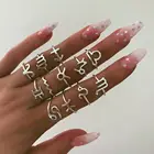 Silver Rings Silver Simple Silver Color 12 Zodiac Signs Rings Set For Fashion Jewelry For Women Girl