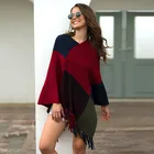 Womens Shawls Women 2021 Autumn And Winter New Womens Color Blocking Tassel Knit Coat Shawls