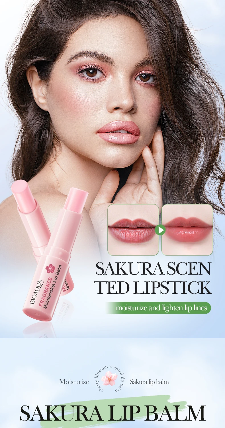 product hot selling oem bioaqua organic cherry blossom scented lip balm wholesale vitamin c moisturizing nourish cute lip balm stick-2