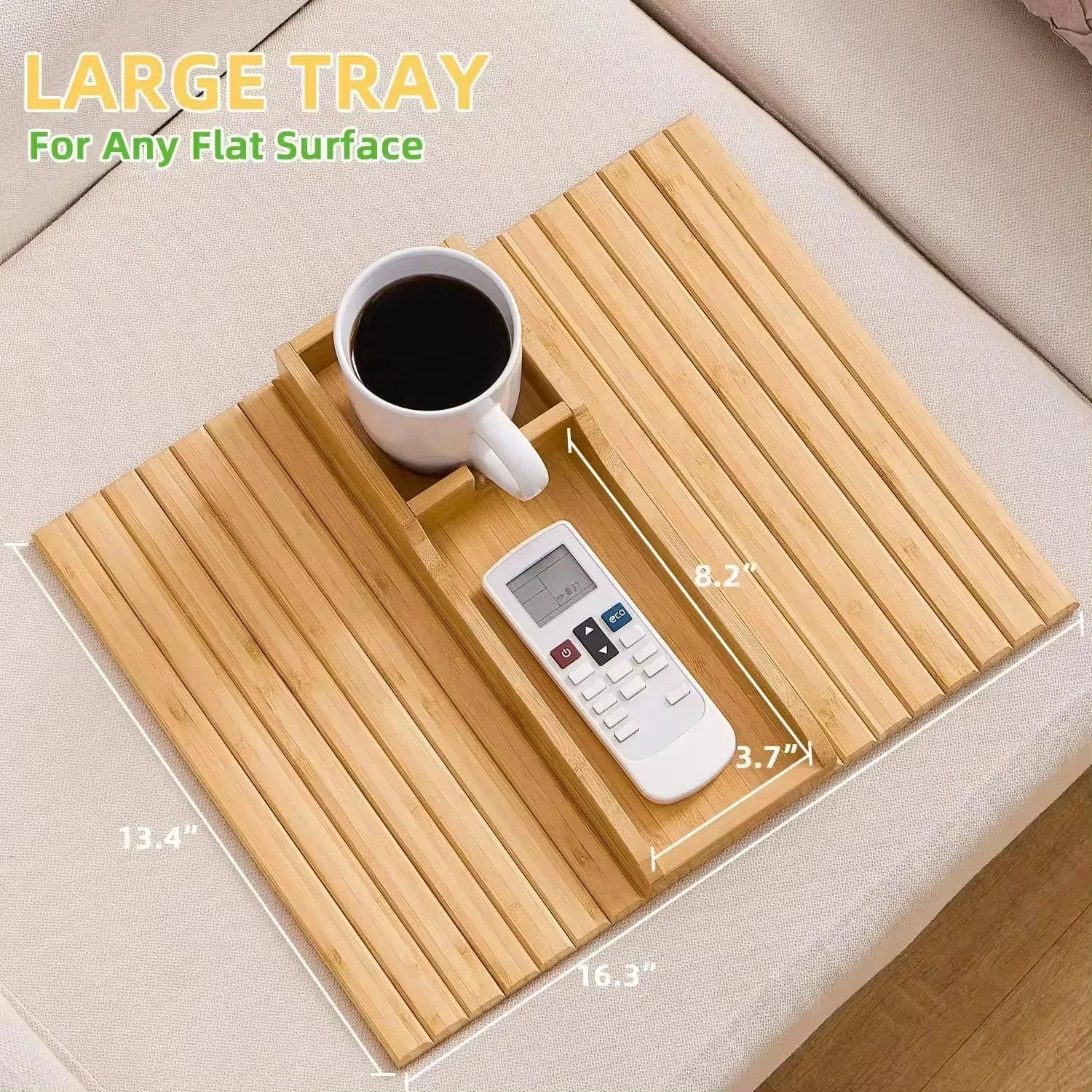 Modern simple bamboo tray portable sofa bedroom coffee cup plate mobile phone remote control finishing bracket