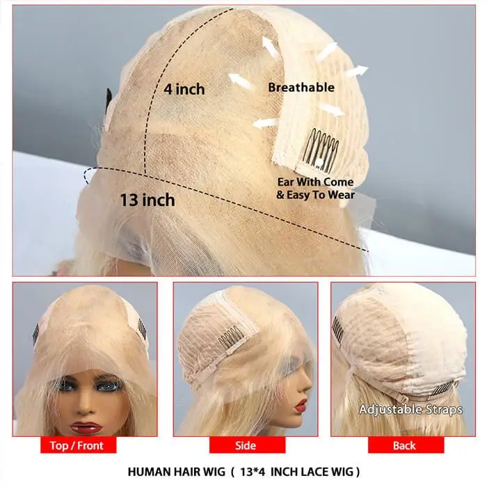 40 Inch Glueless Transparent Hd Frontal Wigs Pre Plucked Virgin Brazilian Blonde 613 Human Hair Closure Wig