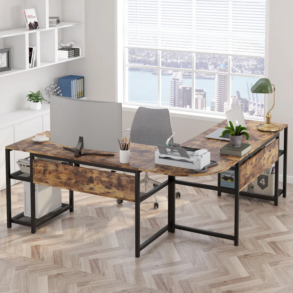Tribesigns 70 Inch Modern L Shaped Desk Super Sturdy Computer Desks Study Table Workstation for Home Office with Hutch Bookcase