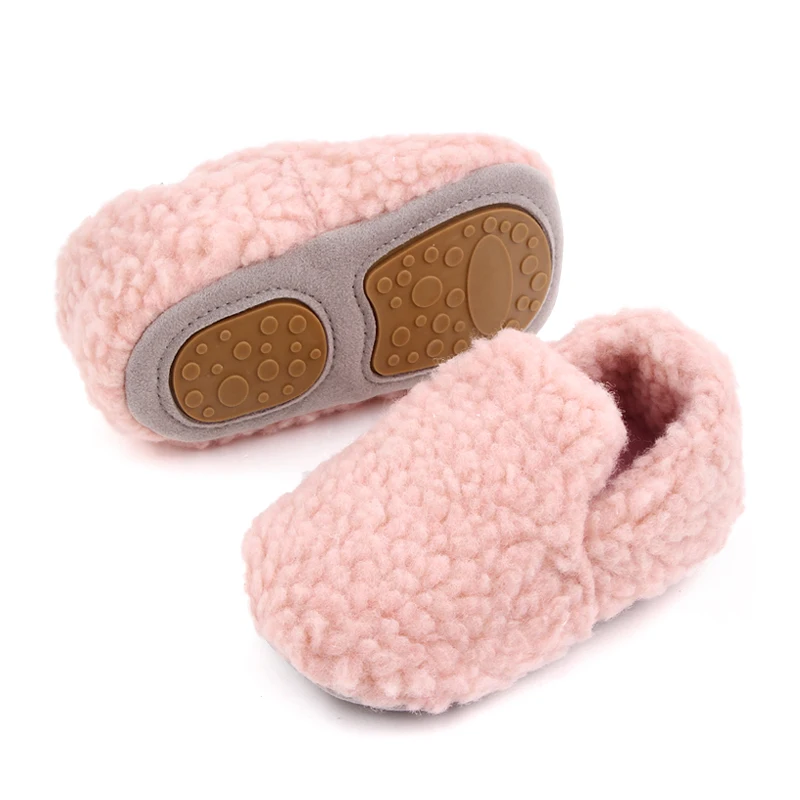 Winter Autumn Warm Baby Infant Toddler Girls Boys Plush Slippers Rubber Sole Slip on Loafers Causal Shoes Princes Shoes Gift factory