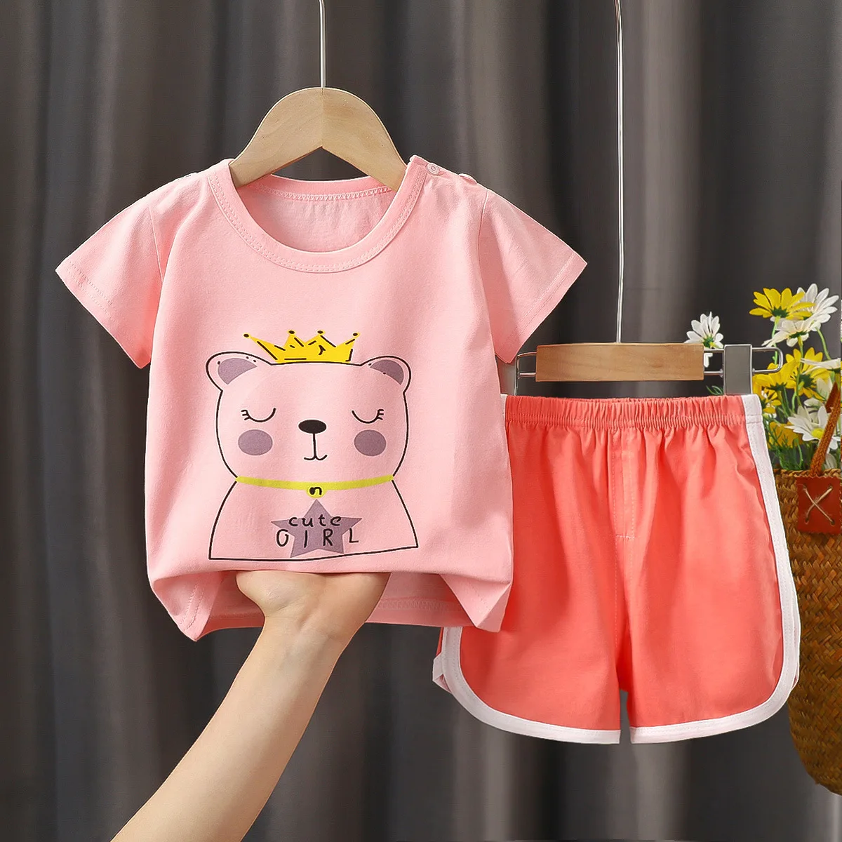 Summer Fashion Cute Kids Clothes 100% Cotton Girl Set Little Boys Baby Clothing Suit Printing Children Outfit