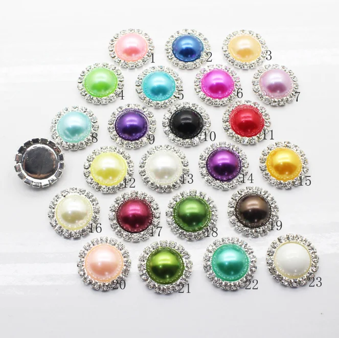 10pcs/bag 21MM Colorful Pearl Water Diamond Buckle Flower Plate Buckle DIY Jewelry Accessories
