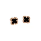 Stud Fashion Diamond Gold Edge Black 4 Leaf Mini Stud Earrings For Young Women