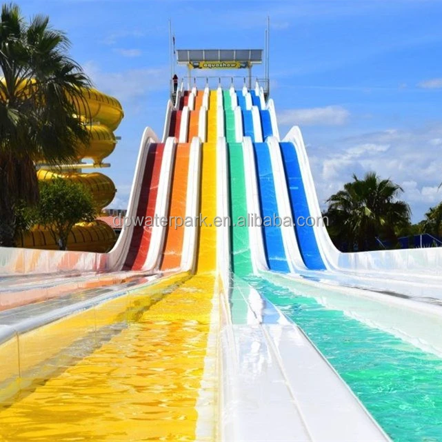 Commercial Large Water Park Equipment Lake Water Slide With Hot Dipped Galvanized Steel Structures And Roofs