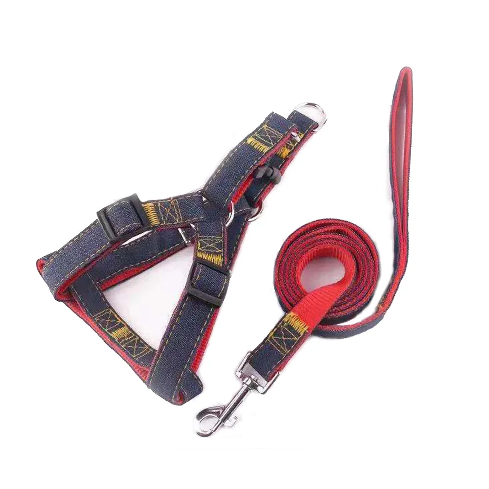 Jean Dog Harness And Leash in red colour