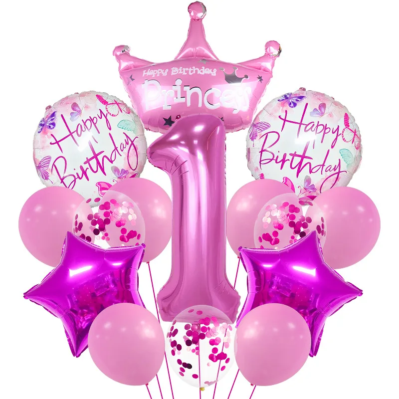 Custom Balloons set Happy Birthday party decorations number foil balloon with Crown foil balloon party decorations