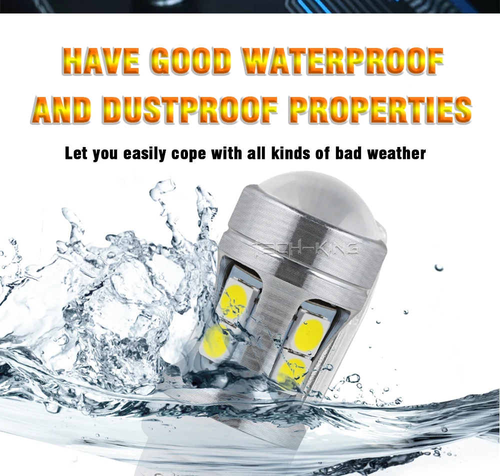 TECH-KING Auto Super bright LED White 3030 chip 10SMD 168 W5W with lens width light 12V 2W license plate light T10 decoded bulb