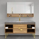 Cabinet Bathroom Luxury Modern Bathroom Furniture Cabinet Vanity Washbasin Vanity Set With Smart LED Mirror